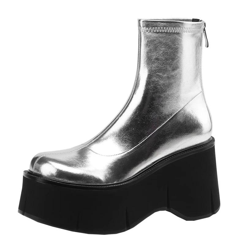 High Heels Platform Women Shoes Autumn Designer Wedges Leather Shoes Women 2024 Trend Shoes Dress Pumps Walking Mujer Zapatos