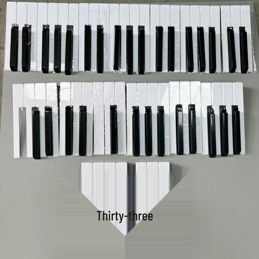 Piano Accessory Set: 88 Glossy White & Matte Black Leather Keys