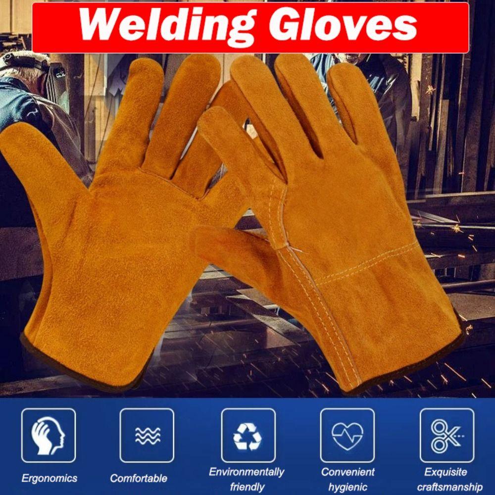 Cowhide Labor Gloves Soft Mechanic Glove New Security Protection  Hunting
