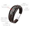 Multilayer Braided Leather Bracelet With Viking Compass Round Pendant Punk Men's Wristband