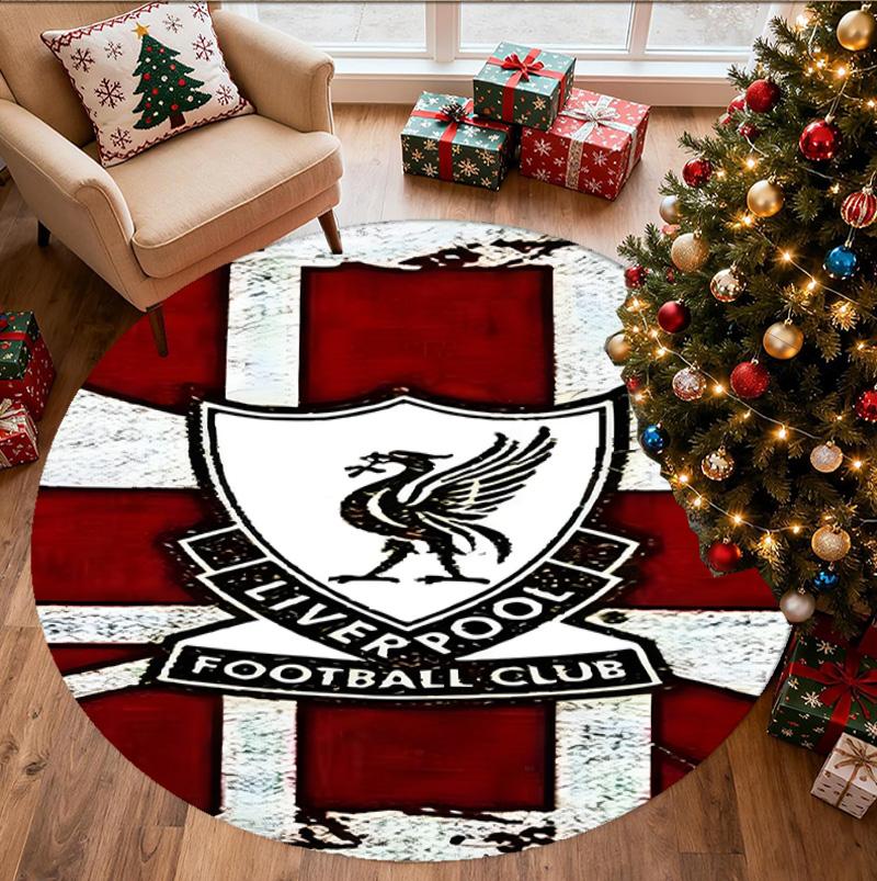 Alfombra Redonda con Patrón del Liverpool F.C., Felpudo para Interiores/Exteriores, para Picnic, Sala de Juegos, Dormitorio, Oficina, Sala de Estar, Alfombra Decorativa para el Hogar, Regalo de Cumpleaños
