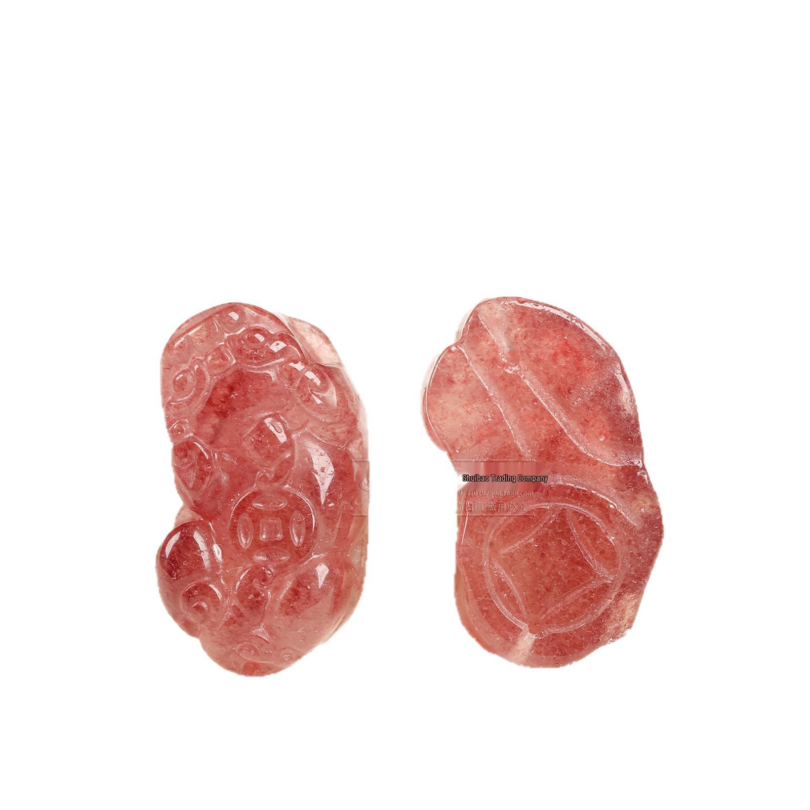 Senwu Jewelry Natural Strawberry Quartz Pixiu Chinese Style DIY Bracelet Accessories 18mm x 10.5mm x 8mm