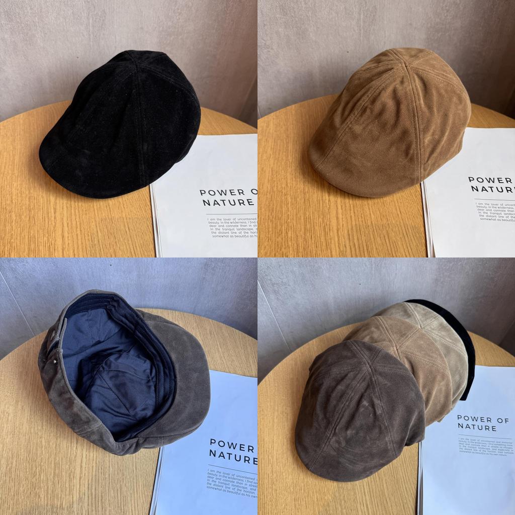 Simple Solid Color Suede Casual Beret For Fall Winter Sun Protection Women