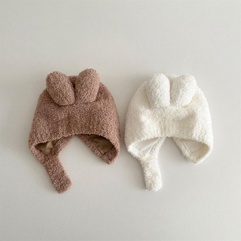 Autumn Winter Baby Earflap Hat Soft Fuzzy Newborn Fetal Cap Soft Bunny Ear Hat For Baby Girls
