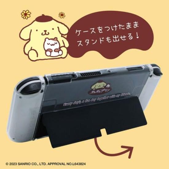 Allone Samostatný průhledný obal pro herní postavičky Sanrio Pompompurin x x 10cm Chrání před poškrábáním a nečistotami Kompatibilní s obrazovkou Switch OLED