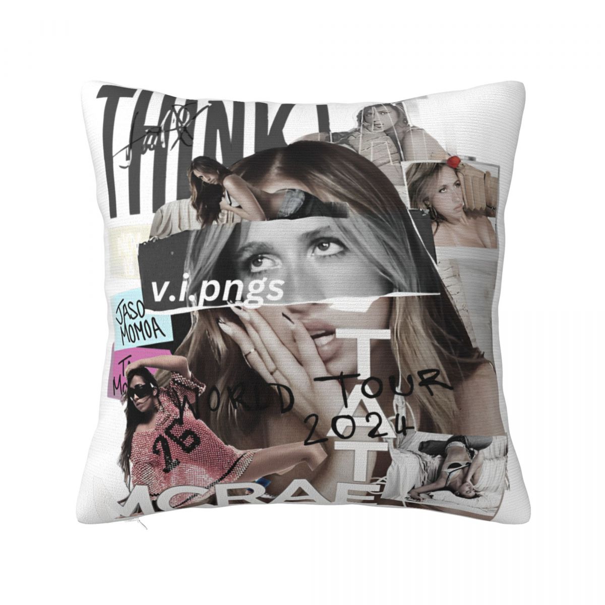 

2024 Think Later World Tour Tate Mcrae Concert Pillowcase Accessories Cushion Cover Throw Pillow Cover Zippered Multi Size 12x12Inch