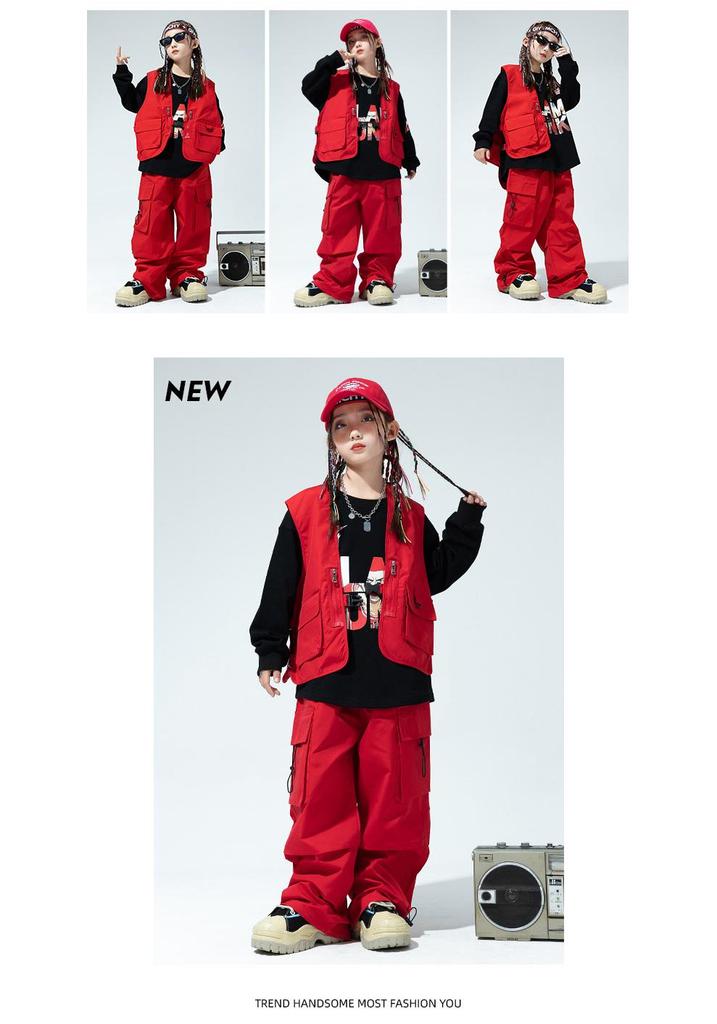 Kids' Trendy Hip Hop Dance Outfits: Boys' Cargo Pants & Girls' Jazz Costumes Set