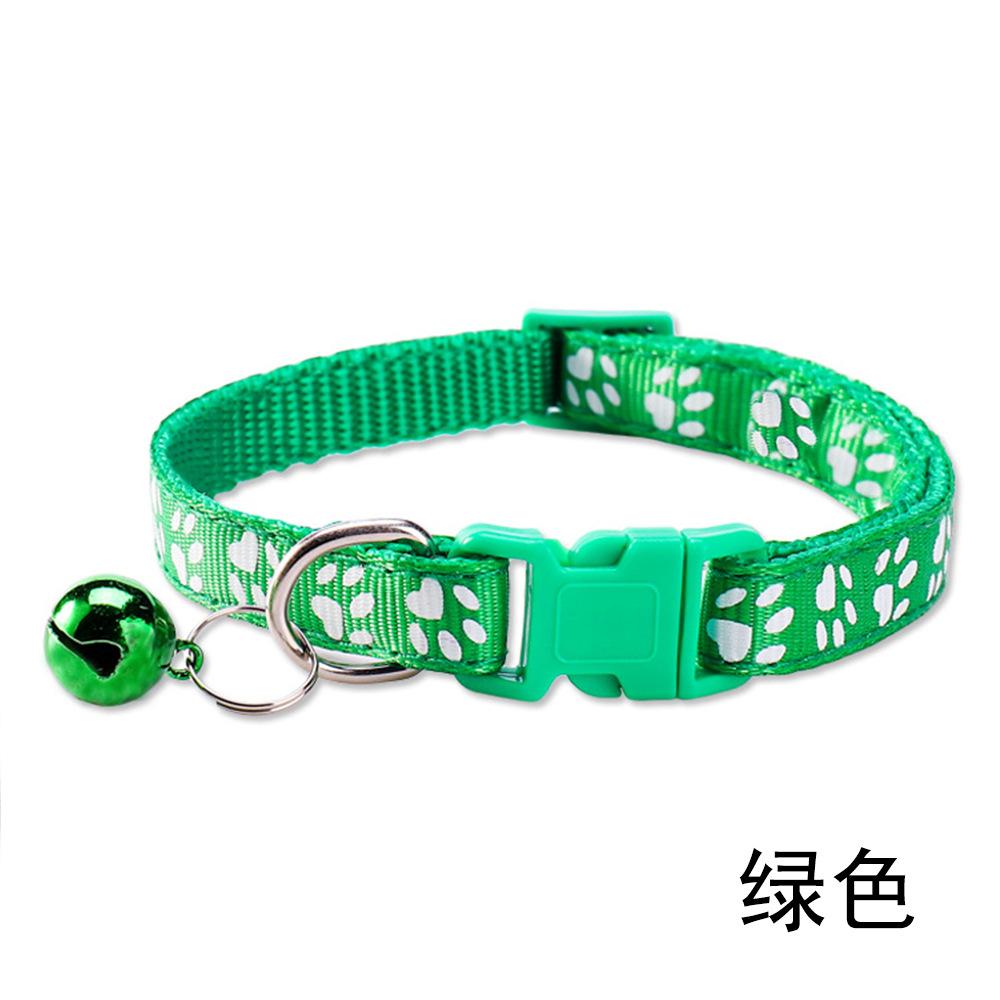 Adjustable Nylon Pet Collar with Paw Print Pattern and Bell for Small To Medium Pets Durable and Lightweight Design Comfortable Fit