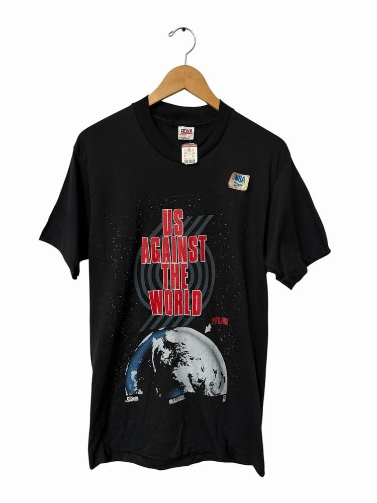 

Vintage Portland Trail Blazers 034Us Against The World034 Deadstock Shirt Size Large Unisex T-Shirt XXL