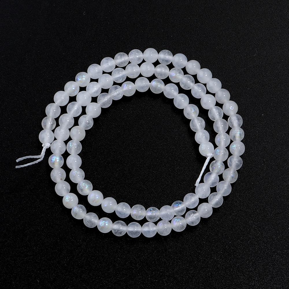 4 6 8 10mm Natural Moonstone Beads White Round Smooth Loose Gemstone Beads For DIY Jewelry Making Necklace Bracelets Accessories