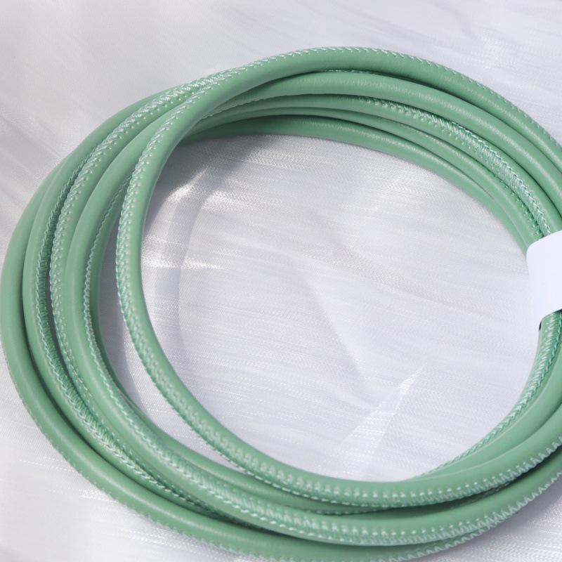 PU Leather Round Handle Strap with Lock Edge Stitching - DIY Traction Weaving Ornament E18