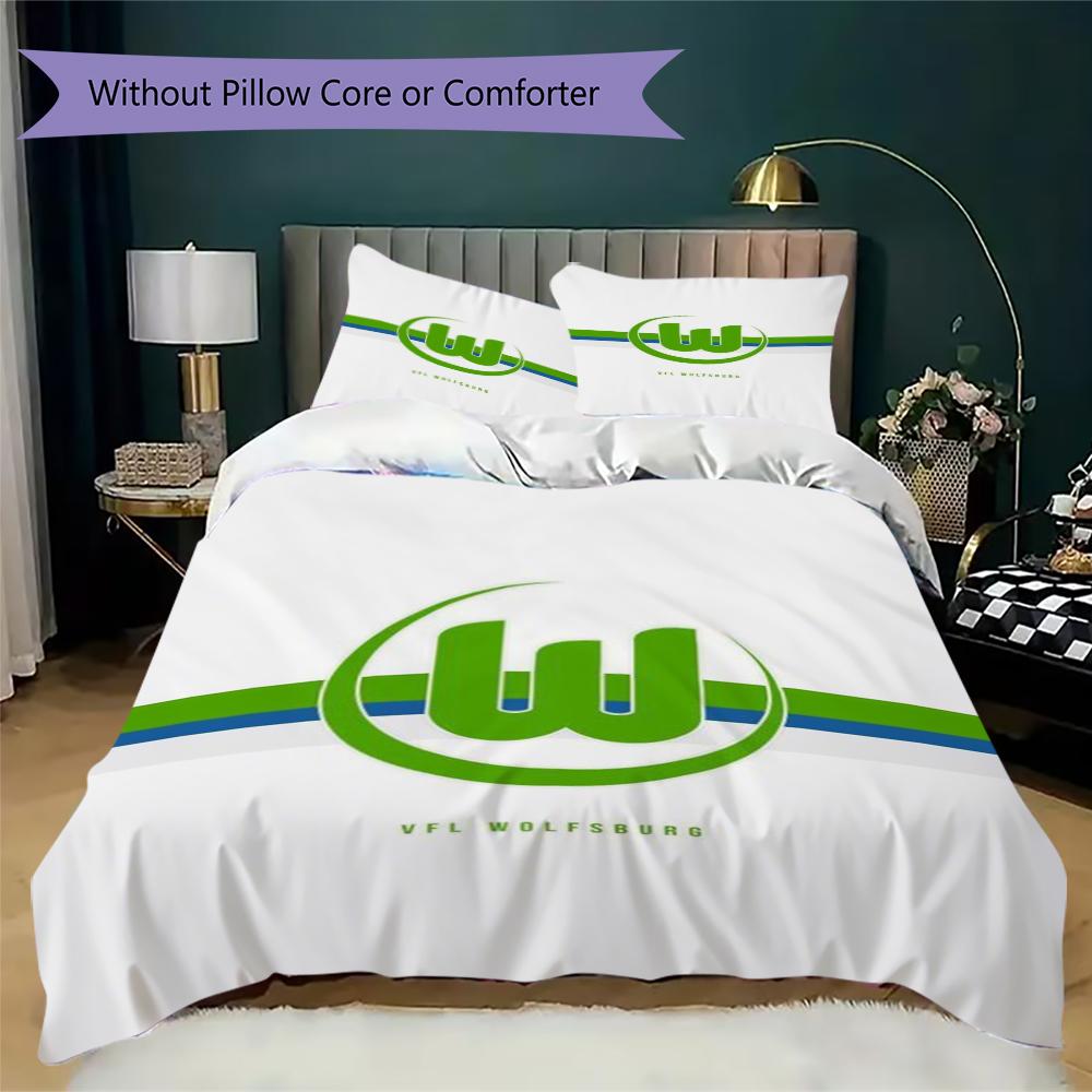 VfL Wolfsburg Pattern Bedding Uilt Set Uilt Cover Pillowcase Home Decoration Birthday Gift (1 * Duvet Cover + 2 * Pillowcase Without Core)100