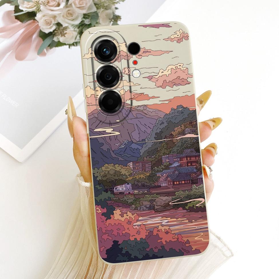 Hülle Für Tecno Camon 50 4G Cover CN5 Luxus Mode Blumen Kawaii Niedlich Bemalt Stoßfest Silikonhülle Für Techno Camon 50 4G