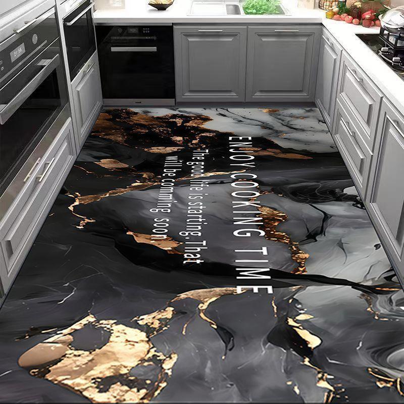 Küchenspezifische Kieselgur-Bodenmatte, saugfähig, rutschfest, Haushaltsteppich, strapazierfähige Auslegeware, zuschneidbar.