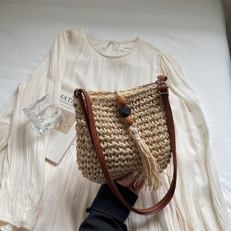 

Spring New Woven Large Capacity Crossbody Bags Fashiable and Versatile Shoulder Bags for Women Simple Beach Bag Vacati белый