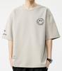 [Bligo] Men's 5/8 Sleeve T-Shirt, Plus Sizes, Round Neck, Smiley Logo, Relaxed Fit, Plain, Spring/Autumn, Casual, Short Sleeve T-Shirt, Stylish, Simpl