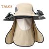 Wide Brim Sun Hat with 2 Solar Fan UV Protection Bucket Hat with Neck Flap And Face Guard 3 Speed Adjustable Fan Hat for Outdoor Fishing Camping