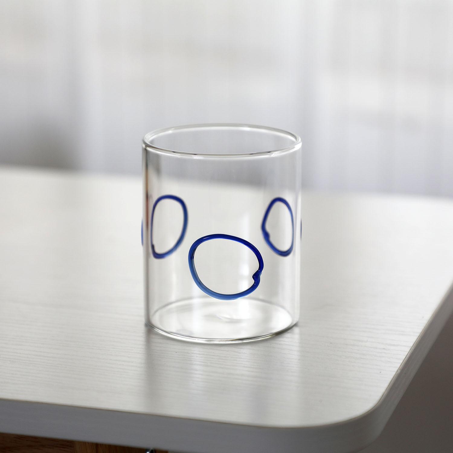 

French Hand Drawn Pattern Line Coffee Glass Cup Borosilicate Heat-resistant Glass Juice Milk Tea Cup Wine Glass 201-300ml