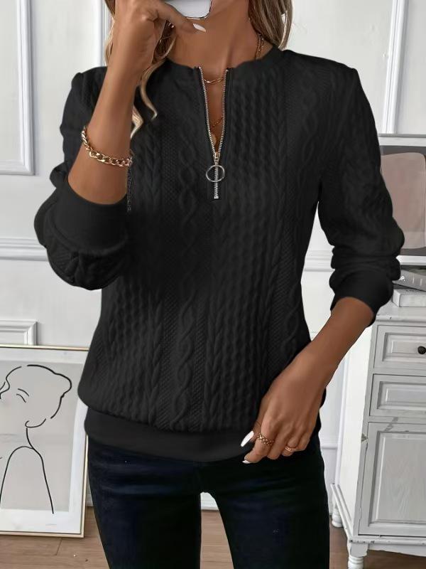 Women's Autumn/Winter Quilted Zip-Up Casual Sweatshirt, 2025 European & American Style