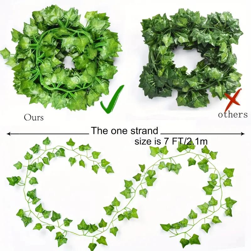 2/200M Artificial Plant Green Ivy Leaf Garland Fake Plant Creeper Hanging Vine Outdoor DIY Garden Wall Wedding Party Home Decor