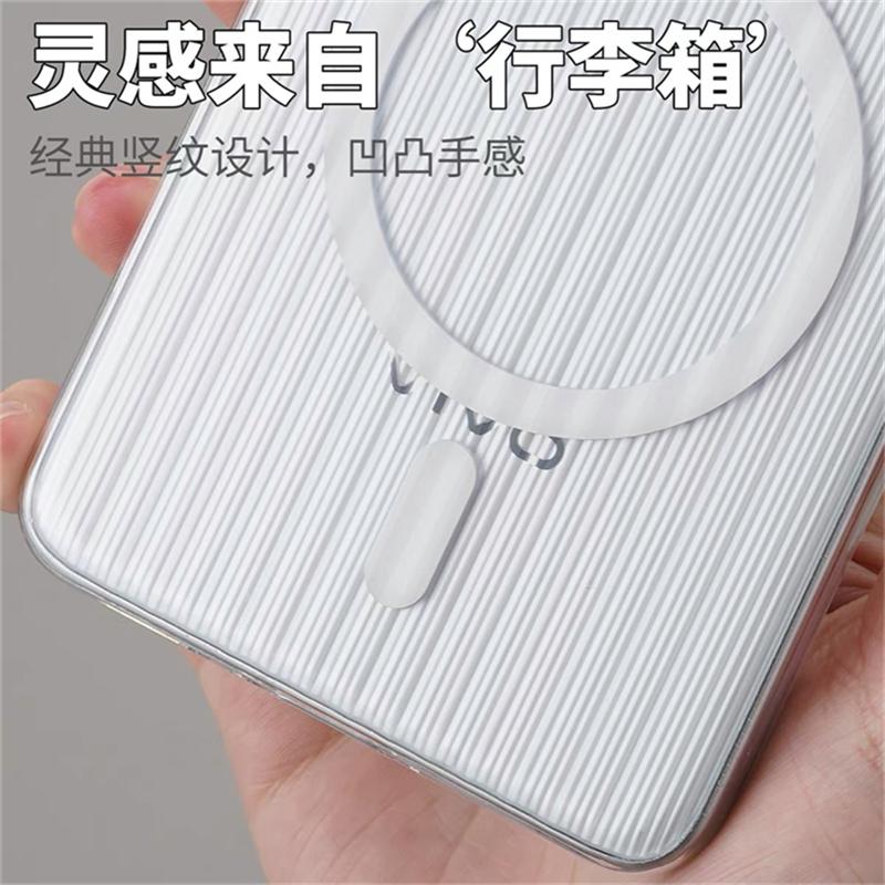 Case For Vivo X300 Ultra X200 Pro Mini X 200 Ultra X100 For MagSafe Magnetic Matte Transparent Luggage Stripe Slim Cover Bumper