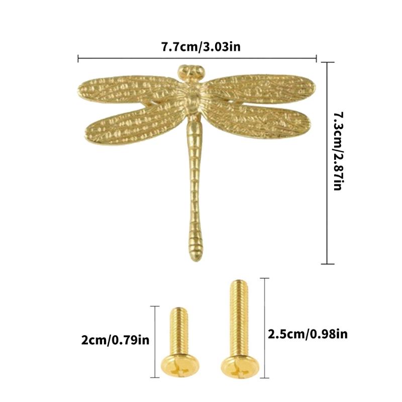 2 sady Kuchyňského kování Mosazné vážky Rukojeť pro zásuvky Snadné uchopení Instalace Vintage Domov Vylepšený