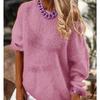 Imitation mohair one-word neck sweater women's autumn and winter knitted top fashion casual sweater women