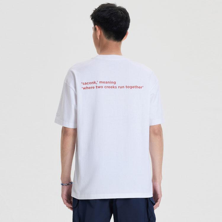 SAUCONY Letter Print Loose Fit Sports Short Sleeve T-Shirt Men Tops White SC2239065-1
