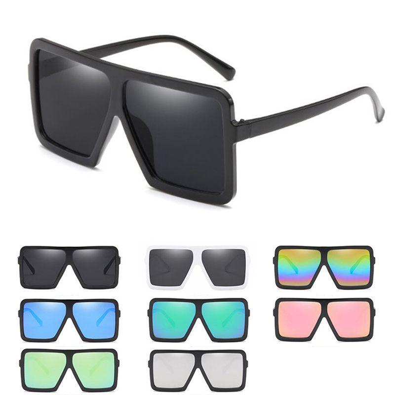 Women's Flat Top Large Steampunk Square Frame Oversize Sunglasses With Uv Protection