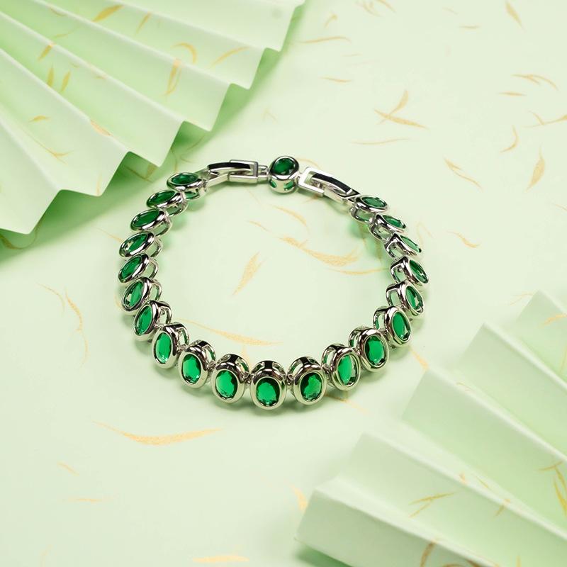 2026 Color Zircon Bracelet, Non-Fading Silver Jewelry Light Luxury Niche Crystal Bracelet Jewelry