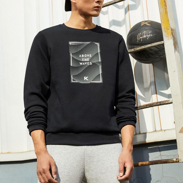 Anta Thompson KT Basketball Series Casual Loose Long-Sleeve Pullover Sweatshirt Men Tops Basic-Black 152211717-3