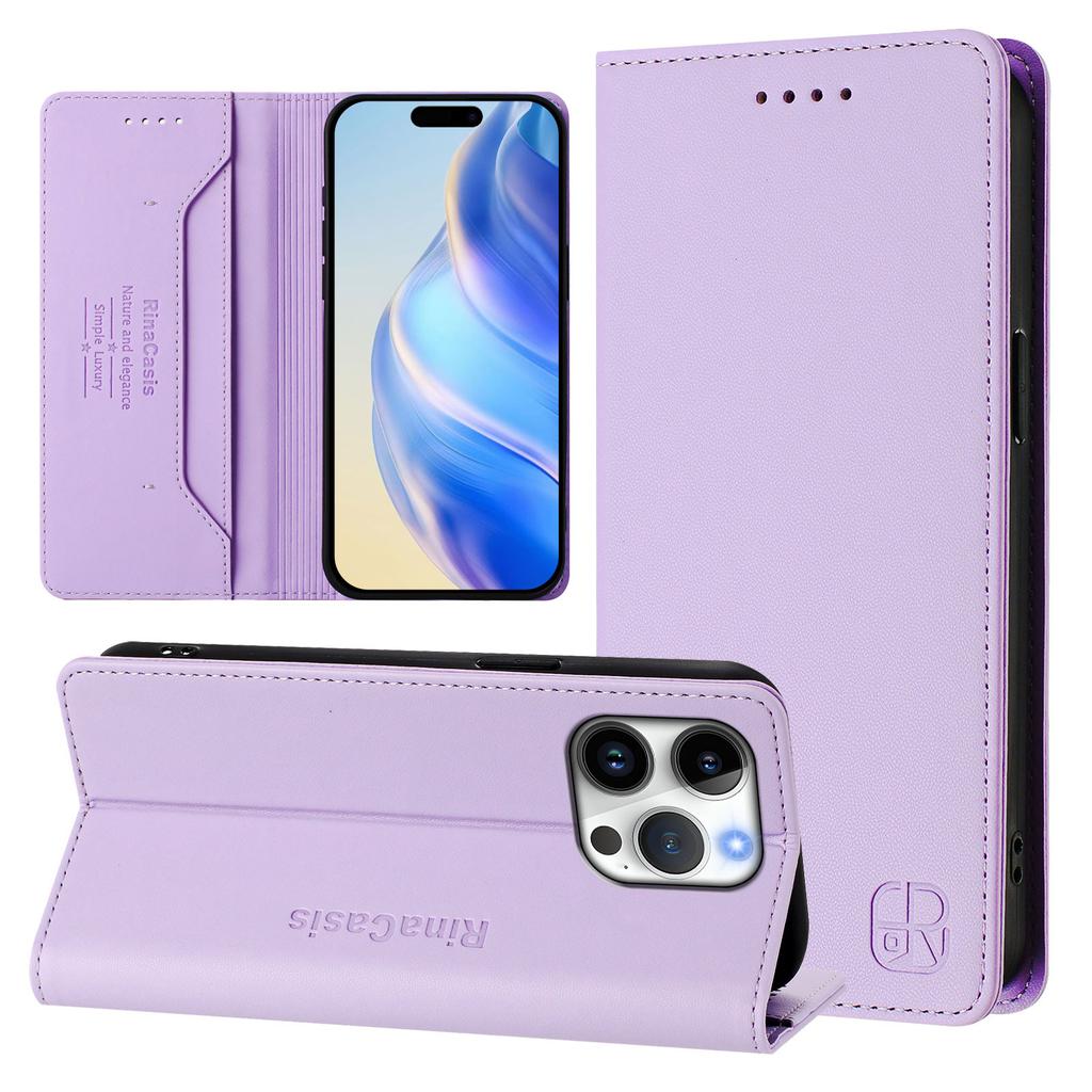 For iPhone 16 Pro Leather Case RINACASIS RC01 Phone Cover with RFID Blocking Wallet Stand