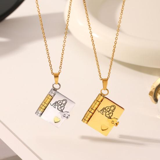 Bok Charm Halskjede til Mitt Barnebarn Bok Halskjede Åpningsbar Bok Charm med 6 Sider Halskjede Gave fra Bestemor til Barnebarn