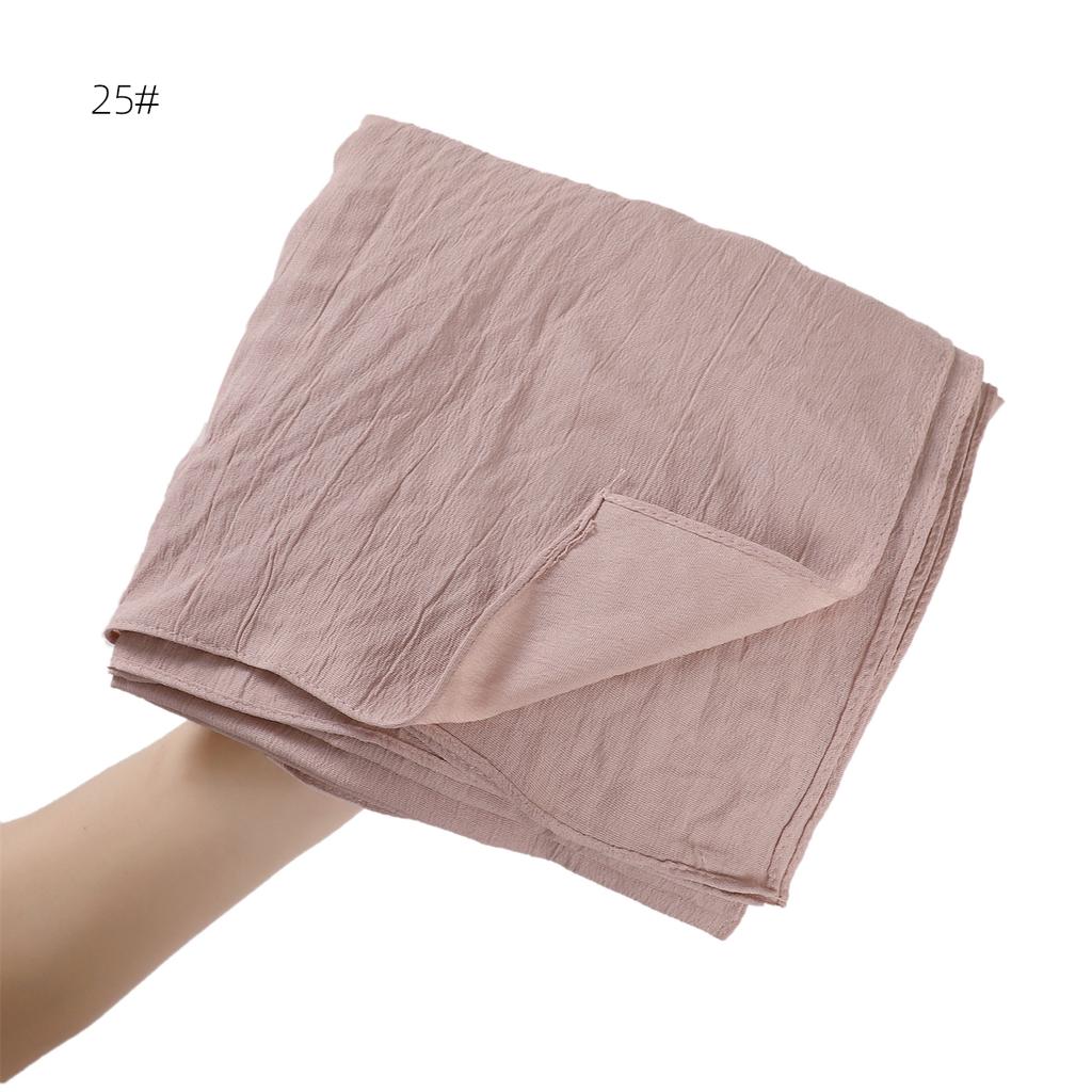 High Quality Breathable Elastic Wrinkle Long Scarf Women Plain Color Polyester Crinkle Soft Hijab Muslim Ladies Turban Headwraps