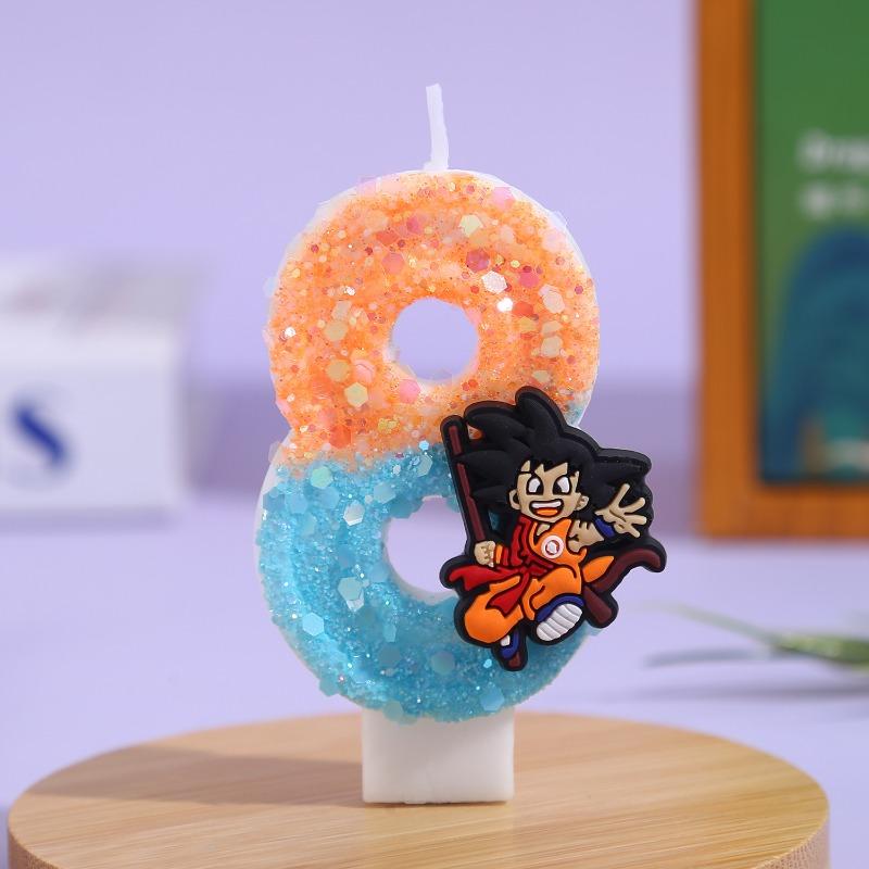 Bandai Dragon Ball Wukong Candle 3D 0-9 Numbers Cartoon Character Celebration Cake Decorations Birth Date Cake Decorative Present