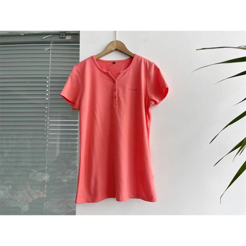 

Fashion Minimalist Summer Clothing New Fashion Loose Button V Neck Women s Easiest for Match Short Sleeve Tops T-Shirt Wen Wu Watermelon red M