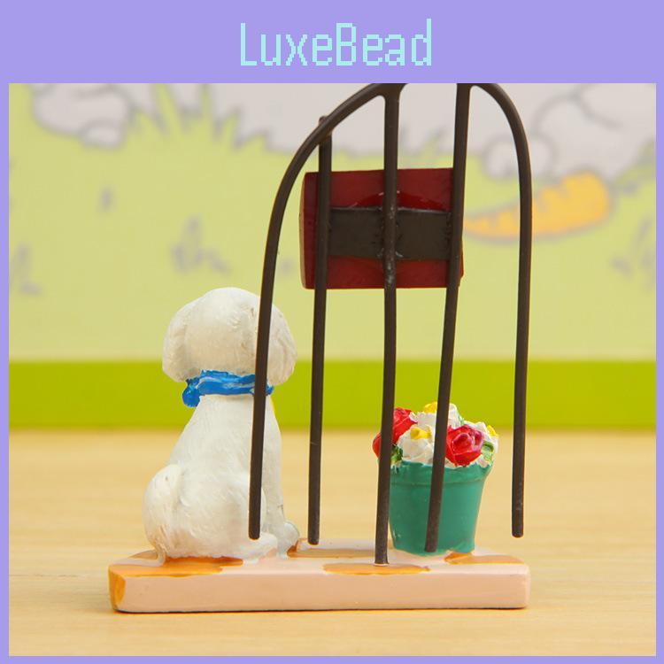 3d Small Fresh Resin Cartoon Dog Display Figurine With Flower Basket Gift For