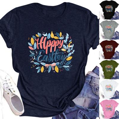 Women's Top Round Neck Casual Printed Short-sleeved T-shirt Top