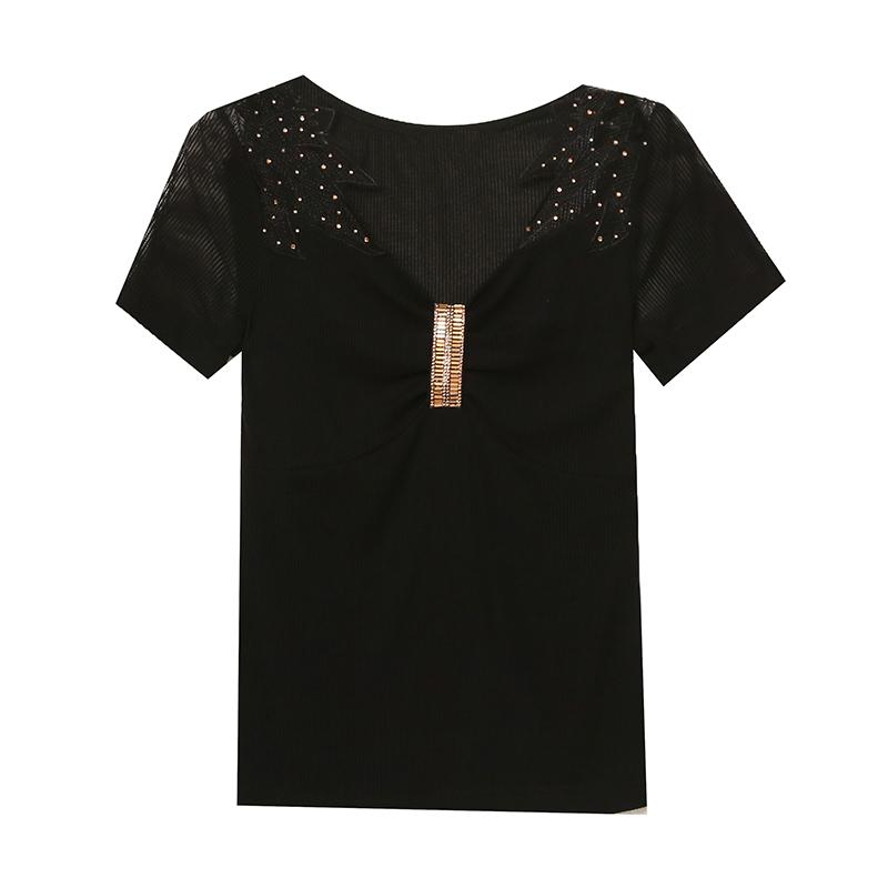 Fashion New Summer Short Sleeve V-Neck Slim Women T-Shirt Women Tops Tees J383