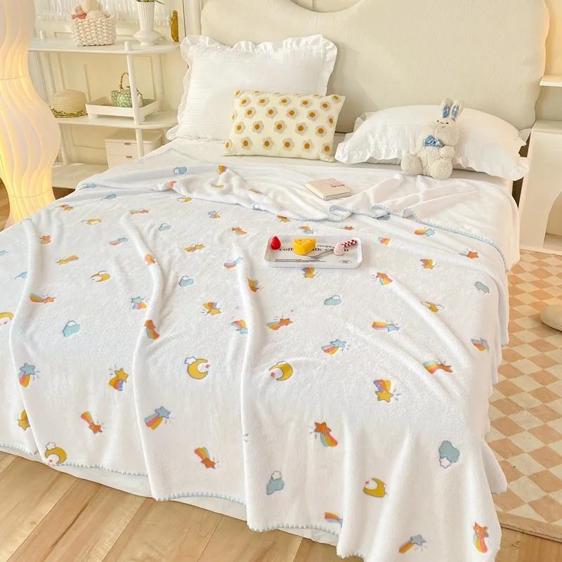New Cloud Plush Blanket Embossed Shell Edge Multi functional Air Conditioning Blanket Sofa Cover Blanket