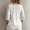 T-shirt décontracté à col en V et manches longues pour femme - Coupe ample - Pull - Haut de couleur