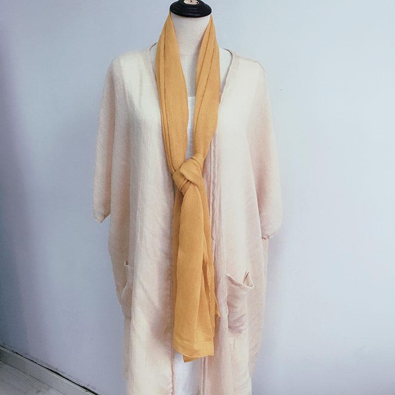 Thin Hollow Solid Color Soft Cotton Scarf Korean Version Thin Narrow Extended Small Silk Scarf Summer Neck Protection