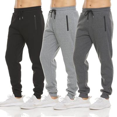 Europäische Herren Fleece-gefütterte Fitness- & Lauf-Schweißhose - Mit Reißverschluss, Verdickt, Unifarben