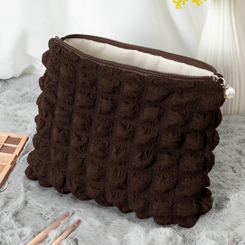 Reis Organizer Draagbaar Rits Zacht Make-up Pouch voor Dame Meisjes Populair Boho Herbruikbaar Bubble Doek Capaciteit Cosmetische Tas large