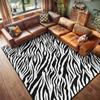 Zebra Print Area Mat Black White Striped Jungle Safari Design Soft Polyester Machine Washable Living Room Bedroom Holidays