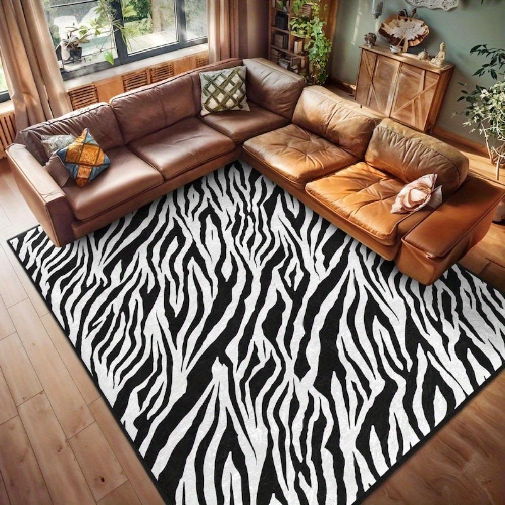 

Zebra Print Area Mat Black White Striped Jungle Safari Design Soft Polyester Machine Washable for Living Room Bedroom 50x80cm20x31in