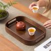 Polished Walnut Tea Tray Hollowed-out Handle Breakfast Serving Tray Tea Serving Plate  Desserts