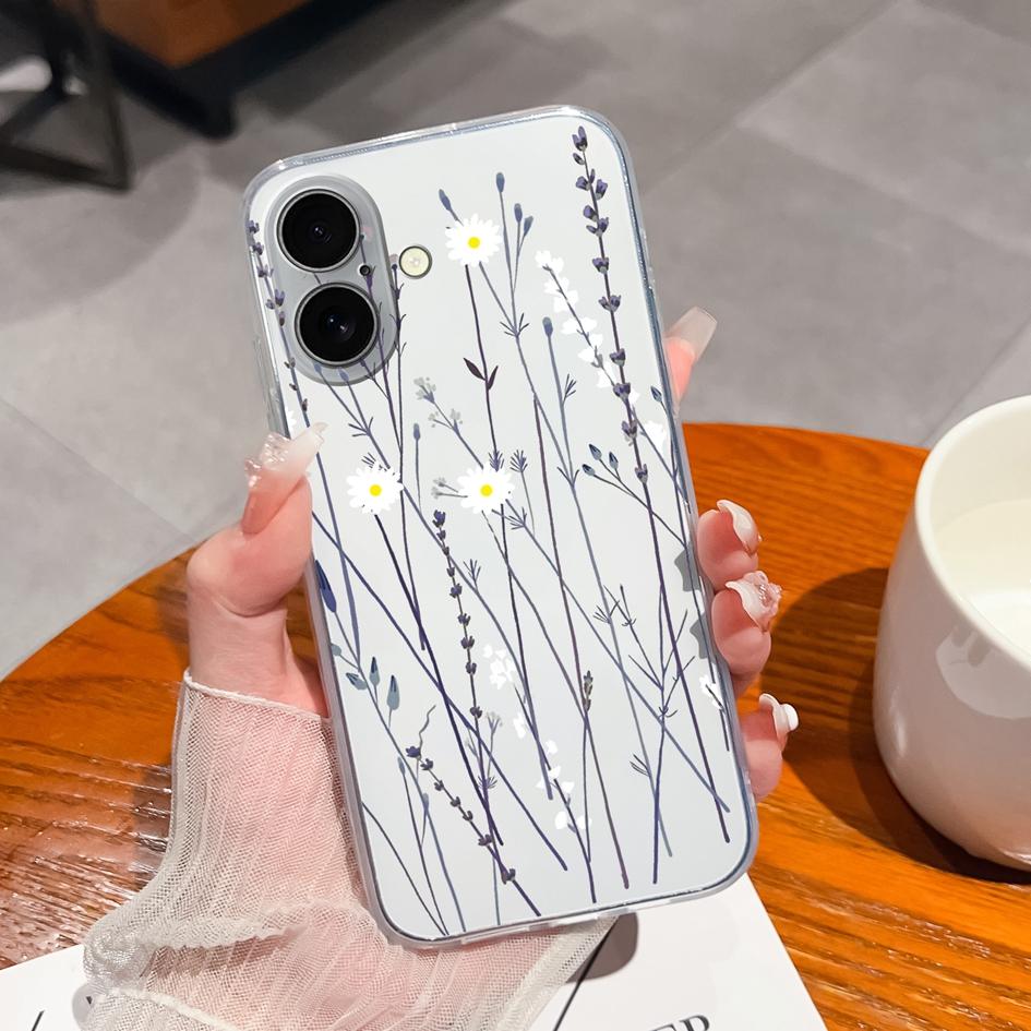Για iPhone 16 Pro Plus 16 Pro Max 16pro Πίσω κάλυμμα Πολυτελής όμορφη λουλουδάτη διαφανής μαλακή σιλικόνη tpu προστατευτικό κάλυμμα κάμερας για Apple iPhone 16