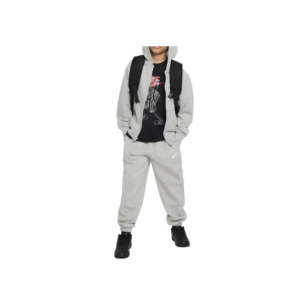 Nike Letter Embroidered Hooded Long Sleeve Jacket Kids Jackets Gray FD3017-063