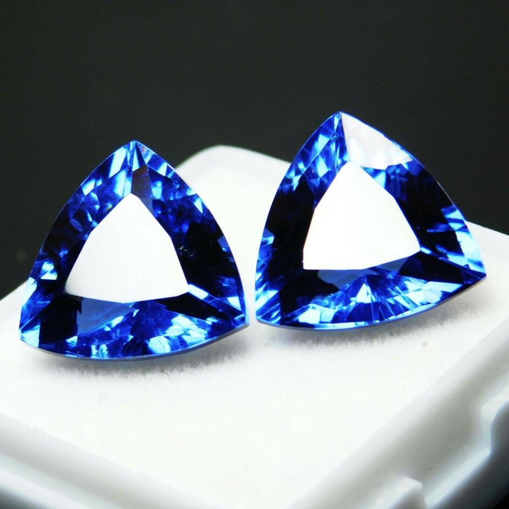 Natural Blue Tanzanite Loose Gemstone 16 Ct Pair Trillion Cut Jewelry Grade for Jewelry Designs